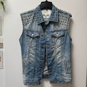 Zara Man Light Blue Denim Studded Vest